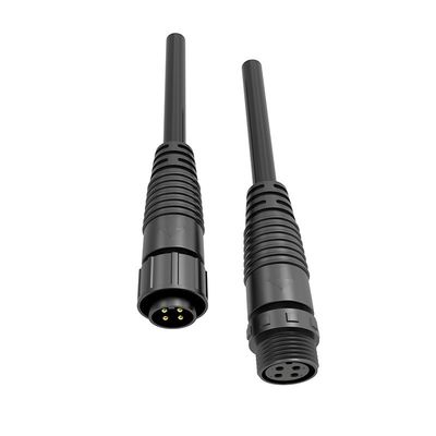Conector macho hembra M12 impermeable para exteriores con clasificación IP68, material de nylon PA66 y 100V de voltaje para cables de alimentación