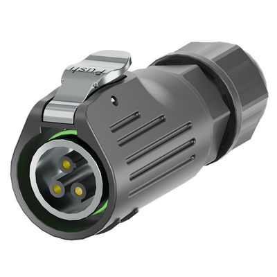 Conector de alimentación impermeable de plástico de 3 pines IP68 PA66 Enchufe circular de metal de nylon