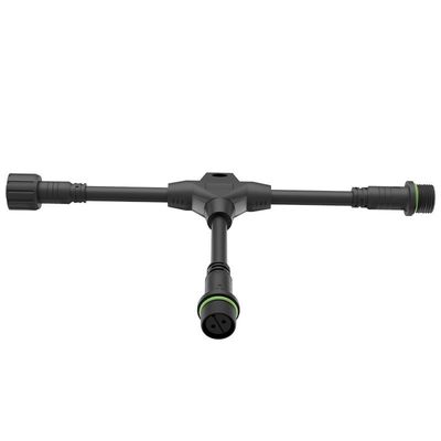 Conector de cable impermeable M18 de tipo T de tres vías con clasificación IP68 y nylon PA66 para luces solares