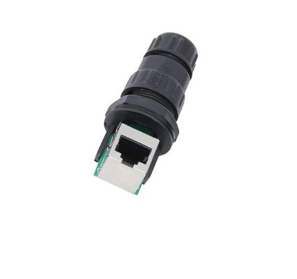 Conector de señal impermeable IP67 Conector de panel RJ45 con voltaje de funcionamiento de 125 V y material de nylon PA66