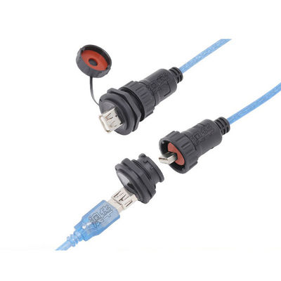 Conector de señal tipo panel RJ45 resistente al agua IP67 y a los rayos UV con diseño de ángulo de 90 grados para uso en exteriores