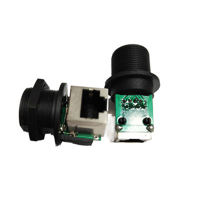 Conector RJ45 impermeable a 90 grados IP67 con PA66 de nylon para interfaz de panel de red al aire libre