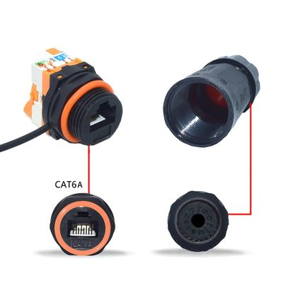 Conector de red compacto IP68 resistente al agua RJ45 con PA66 Nylon para soluciones de ahorro de espacio