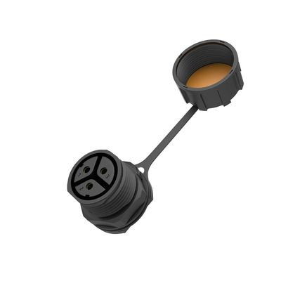 M25 Conector de montaje del panel delantero impermeable de 3 núcleos femenino con voltaje de funcionamiento de 400 V y conexión de rosca de tornillo para microinversores fotovoltaicos