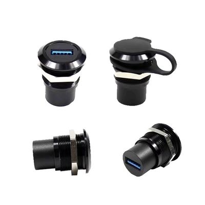 Conector eléctrico impermeable montado en paneles industriales con acoplamiento roscado