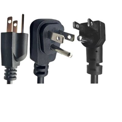 UL Standard Black Plug Conexión de cable de alimentación Diámetro de alfiler de 4,8 mm