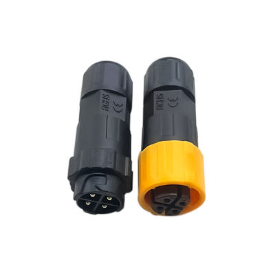 Conector circular impermeable IP67 de 500 V con diseño autoblocante de latón dorado de 4 pines macho hembra