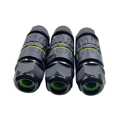 Conector circular impermeable IP67 con material de nylon PA6 y metal de latón dorado