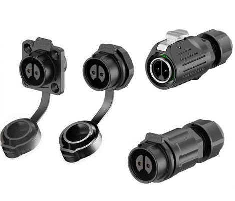 Conector de alimentación impermeable serie LP de 2 pines IP68 PA66 20A 500V